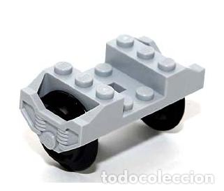 Jeux construction - LEGO: LEGO Ref 2878 Train Wheel RC, Holder with 2 Black Train Wheel RC Train and Chrome Silver Train Wheel