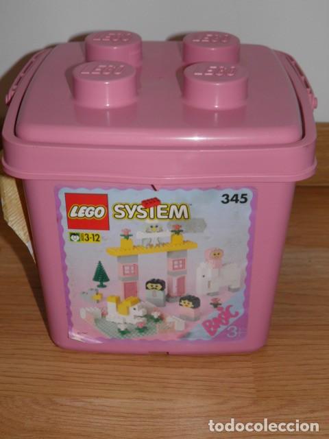 Juegos construcci&oacute;n - LEGO: CUBO ROSA LEGO SYSTEM 345,BASIC,A&Ntilde;O 1993 - Foto 1