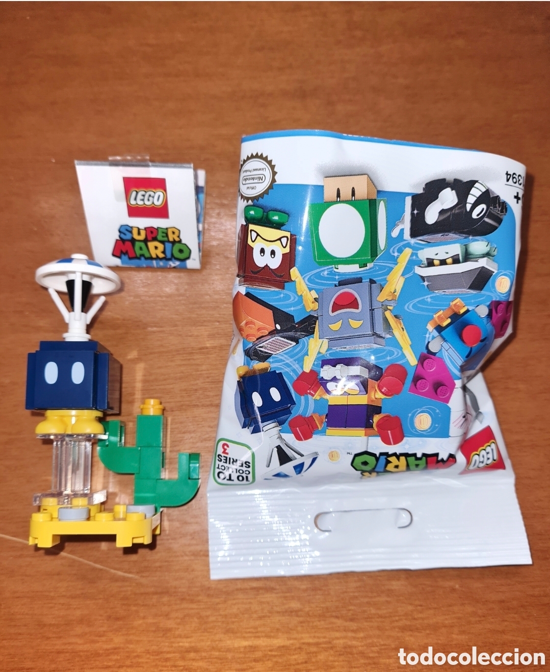 Juegos construcci&oacute;n - Lego: Minifigura Lego Super Mario Bros Nintendo serie 3 Bob omb paracaidista mu&ntilde;eco sobre sorpresa
