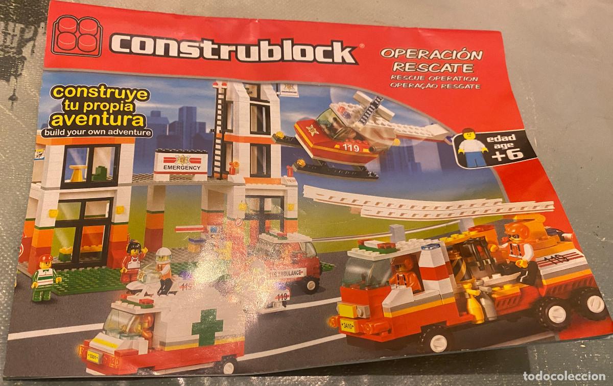 Construction games - LEGO: Libro de instrucciones de montaje de Construblock. Operaci&oacute;n rescate. 32 p&aacute;ginas. Buen estado.