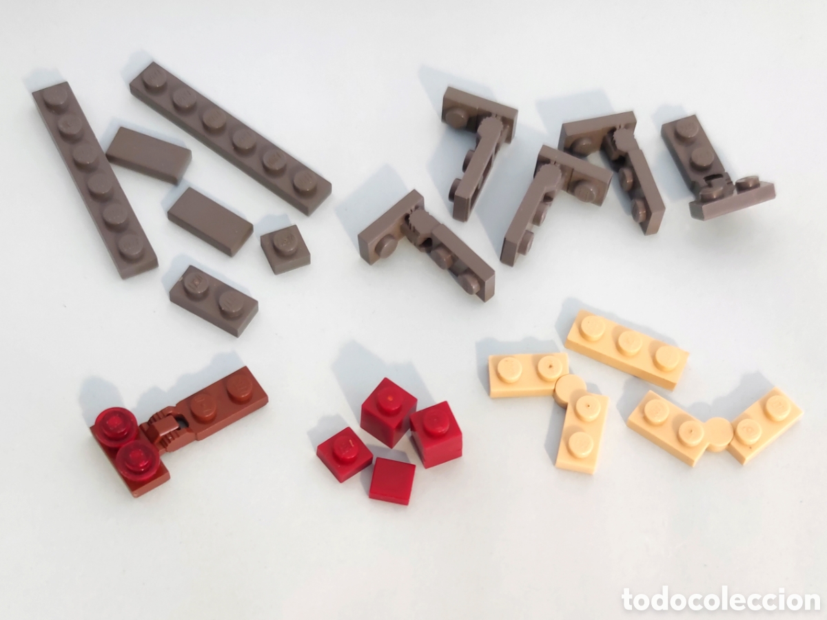 Juegos construcci&oacute;n - Lego: Lego lote 29 piezas articuladas planas gris marr&oacute;n crema rojo