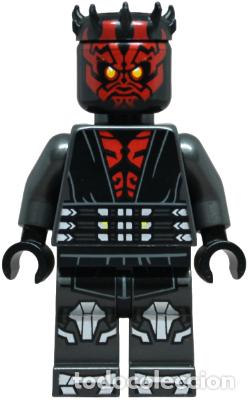 Juegos construcci&oacute;n - LEGO: Minifigura LEGO Darth Maul con piernas impresas con armadura plateada y ojos sin Pupila de STAR WARS