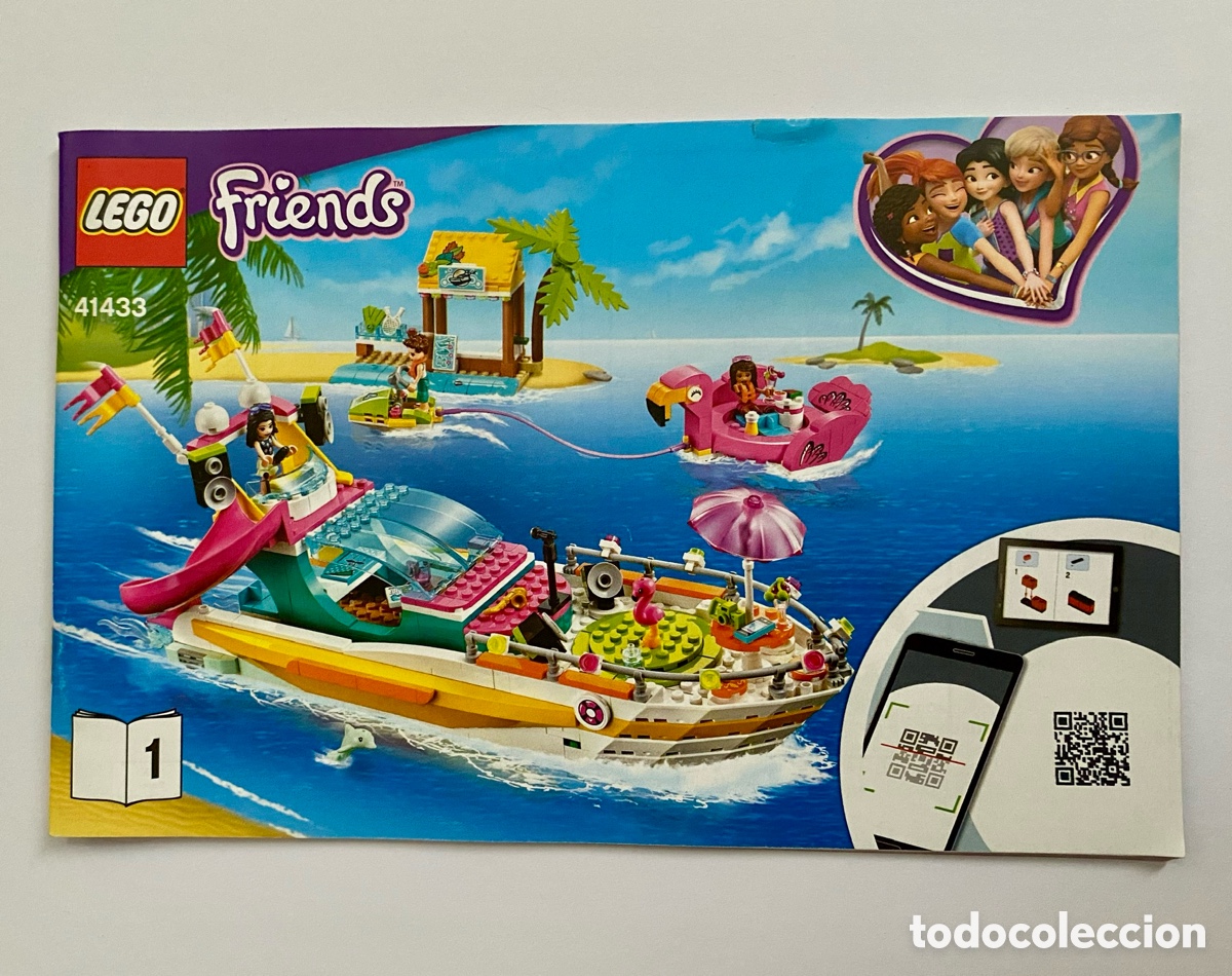 Jogos constru&ccedil;&atilde;o - LEGO: Lego Friends: Manual de instrucciones del set 41433-1 Barco de Fiesta (Libro 1). De 2020