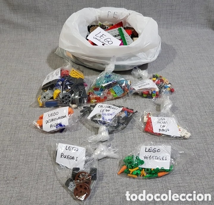 Juegos construcci&oacute;n - LEGO: LEGO DESPIECE BLOQUES, RUEDAS, VEGETALES, TRANSPARENTES... PIEZAS ORIGINALES. PESO APROX. 500 GRAMOS