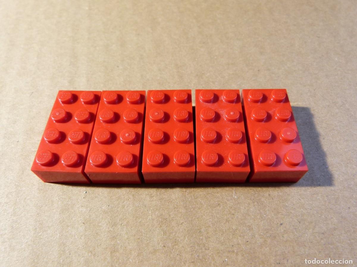 Juegos construcci&oacute;n - LEGO: Lote 5 bloques de construccion LEGO 2 x 4 ref. 3001 color rojo