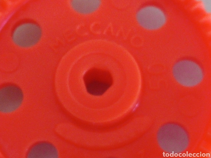 Juegos construcci&oacute;n - Meccano: 2 ruedas dentadas catalinas meccano para eje triangular pl&aacute;stico naranja - Foto 3
