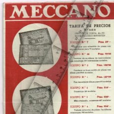Juegos construcción - Meccano: 1950´S. CA. MECCANO TARIFA DE PRECIOS Nº515/2 DESGLOSE PIEZAS SUELTAS Y PUBLICIDAD CINE Y COCHE