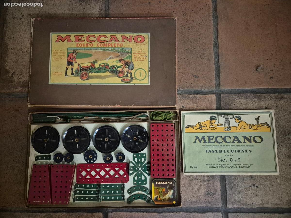 Juegos construcci&oacute;n - Meccano: Antiguo juego de MECANO Mod. N&ordm;1, con Caja e instrucciones original. a&ntilde;os 40