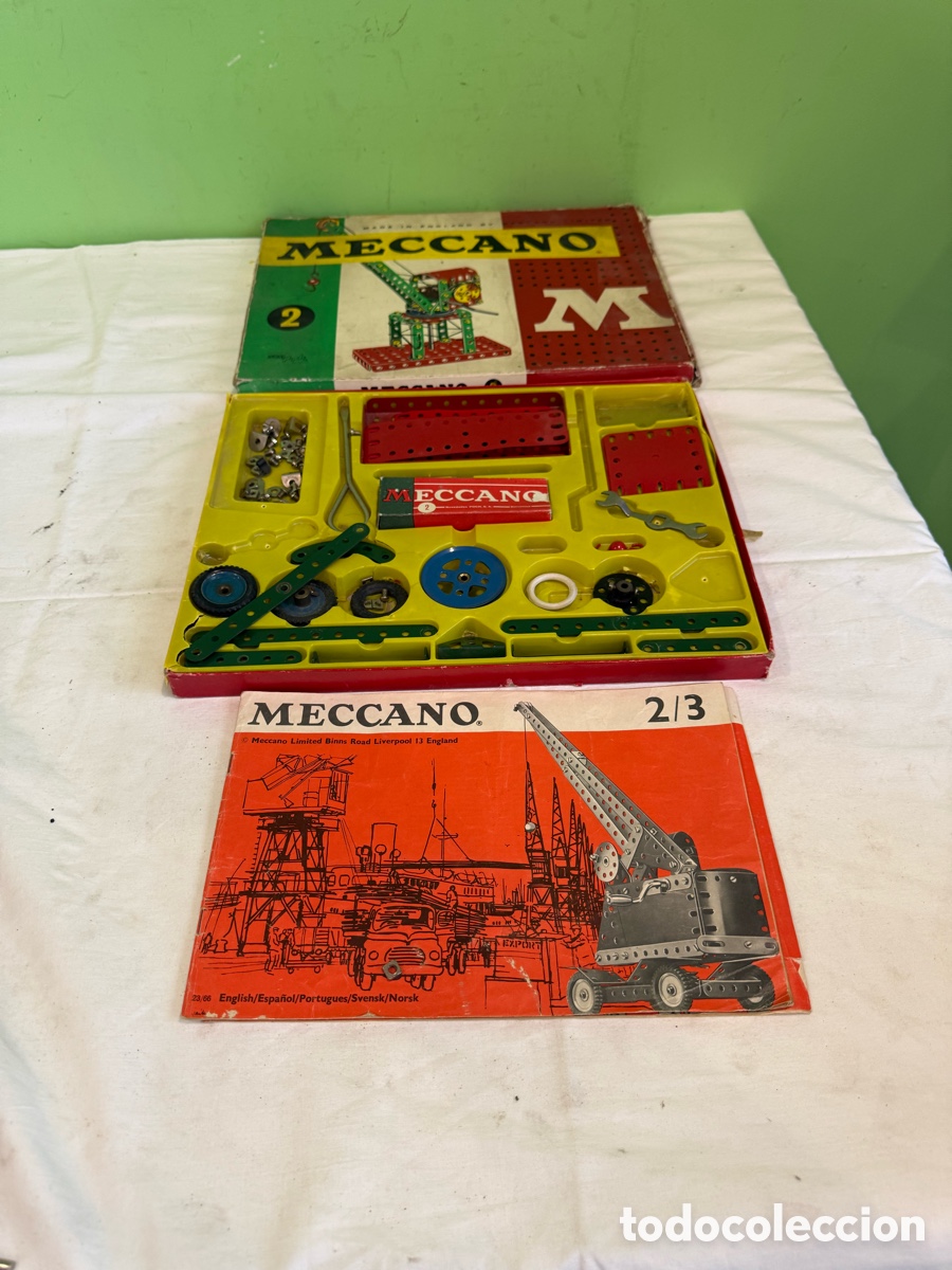 Juegos construcci&oacute;n - Meccano: Meccano n&ordm; 2 juego de construcci&oacute;n vintage con caja original y manual