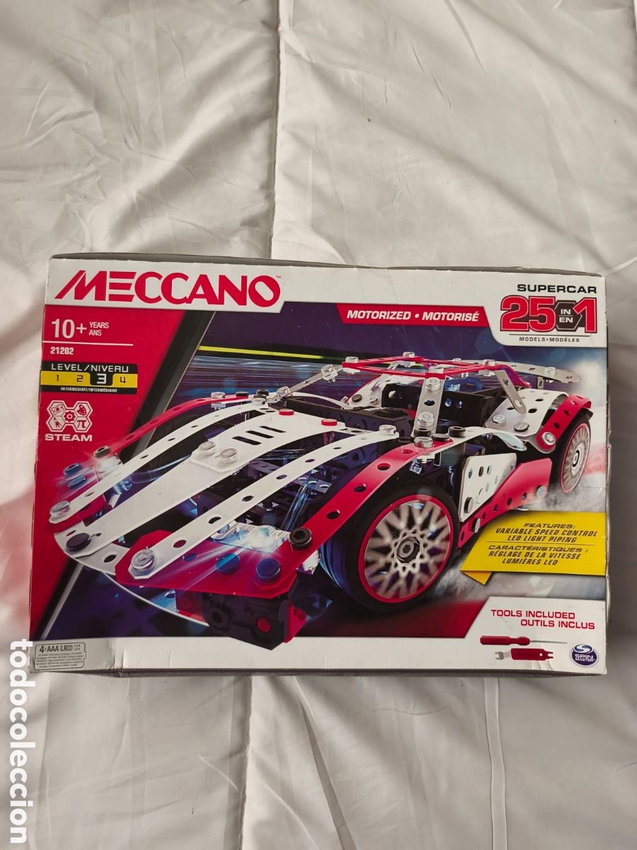 Juegos construcci&oacute;n - Meccano: Meccano Supercar metal . 25 en 1 . mecanizado. Motorizado . 2021 . Caja original