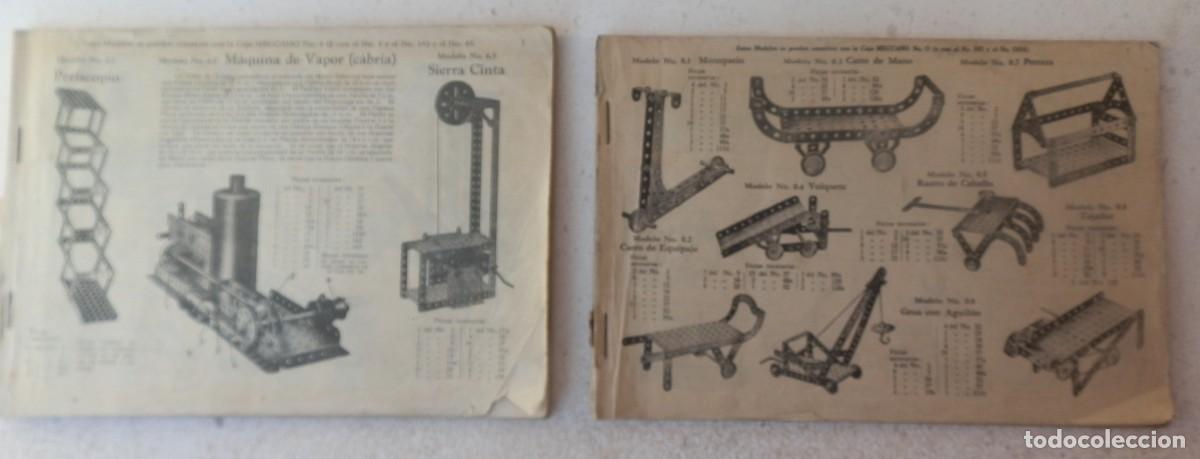 Juegos construcci&oacute;n - Meccano: 2 manuales en espa&ntilde;ol, de construcci&oacute;n de Meccano, finales de los a&ntilde;os 30. Con 112 y 100 p&aacute;ginas
