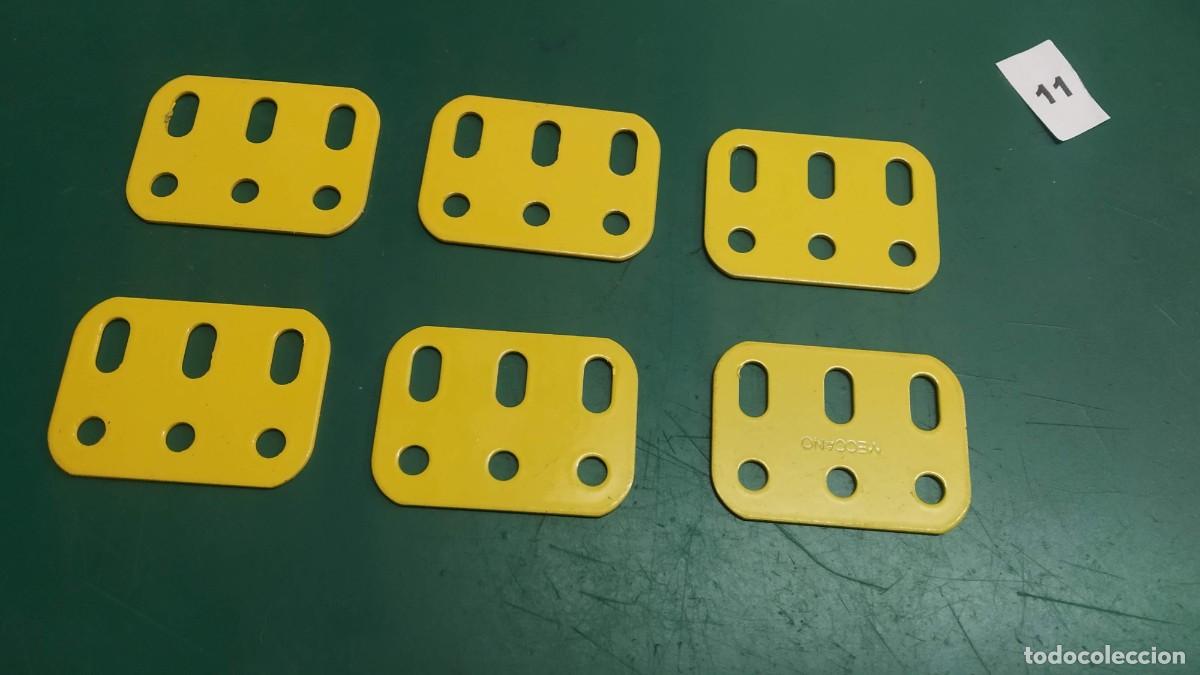 Juegos construcci&oacute;n - Meccano: Meccano parte 103H. Lote 6 viguetas planas 3 agujeros.
