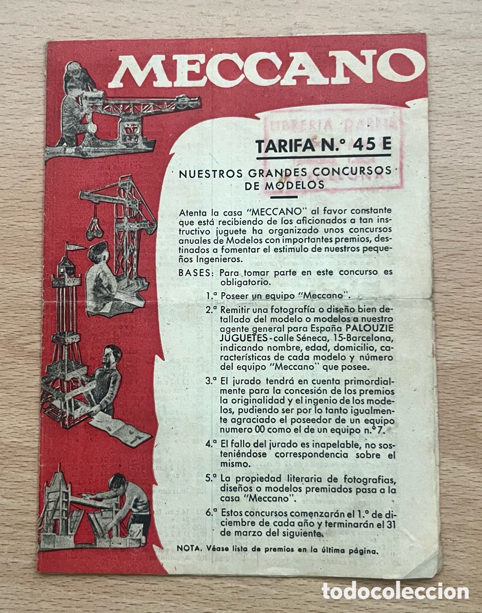 Juegos construcci&oacute;n - Meccano: CATALOGO MECCANO TARIFA N&ordm; 45 E