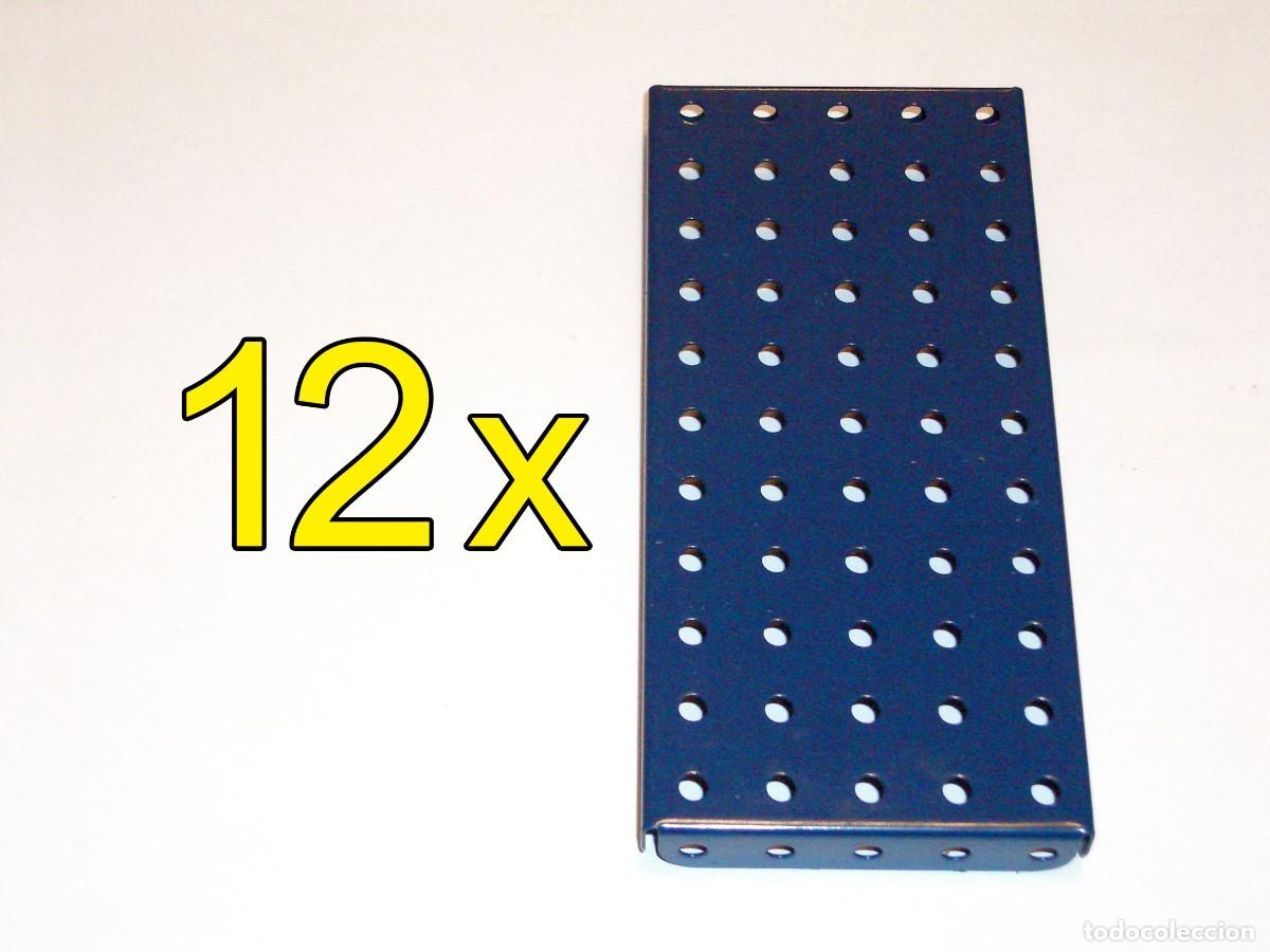 Juegos construcci&oacute;n - Meccano: MECCANO No52 PLACA REBORDEADA azul oscuro (x12)