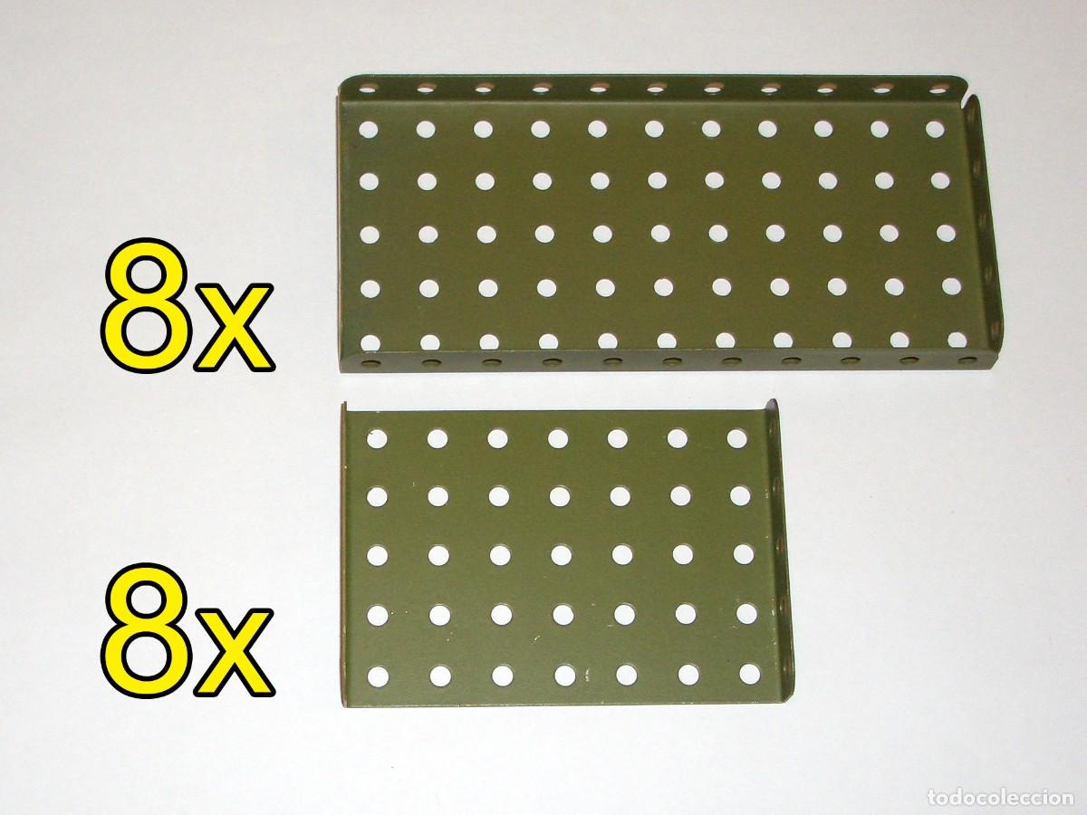 Juegos construcci&oacute;n - Meccano: MECCANO piezas N&ordm; 52 y 53 - PLACAS REBORDEADAS VERDE MILITAR (16 piezas)