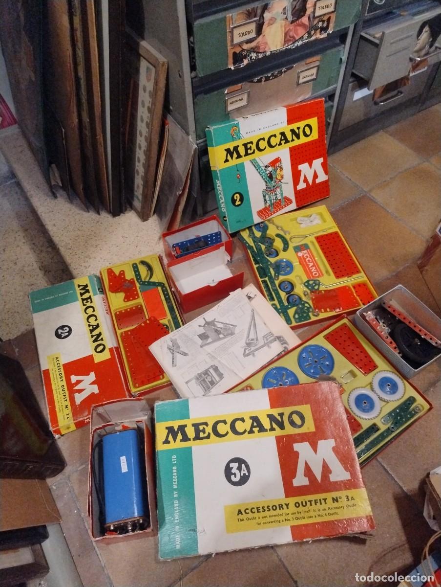 Spielzeug zum Bauen - Meccano: Gran lote3 cajas de MECCANO N&ordm; 3 A M, 2 M y 2 A M, + motor, transformador, piezas sueltas etc