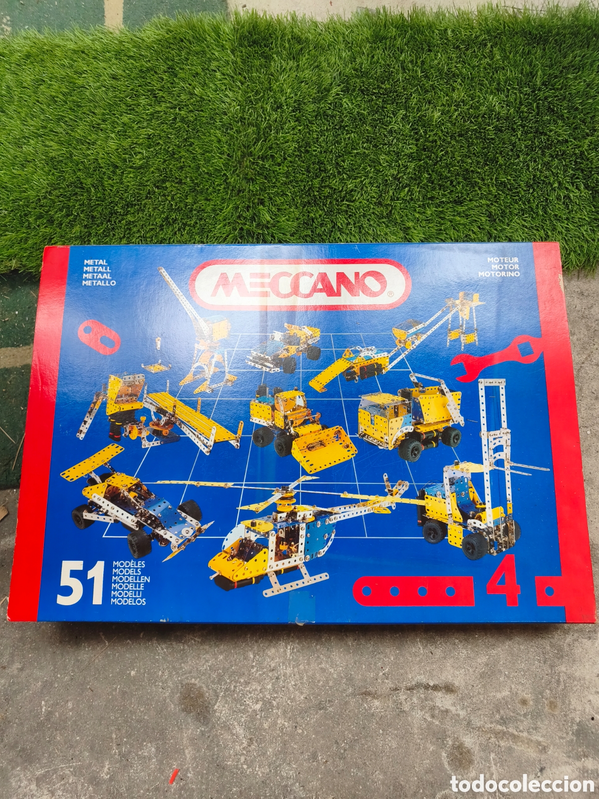 Juegos construcci&oacute;n - Meccano: Juego Meccano Set 4 Vintage (A&ntilde;os 90) - Completo con Motor y 452 Piezas