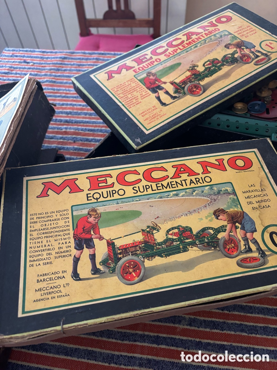 Juegos construcci&oacute;n - Meccano: Meccano a&ntilde;os 30/40 2 cajas, instrucciones,...