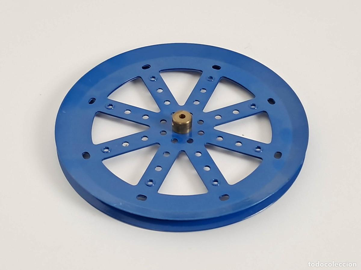 Juegos construcci&oacute;n - Meccano: MECCANO Pieza 19c Polea 15cm Azul Nueva