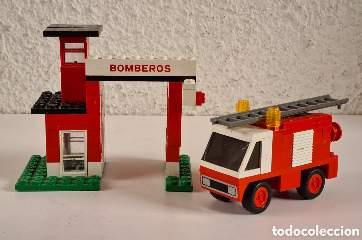 Juegos construcci&oacute;n - Tente: Cami&oacute;n y Estaci&oacute;n de Bomberos - Tente - Ruta - Juguete Vintage Retro Exin