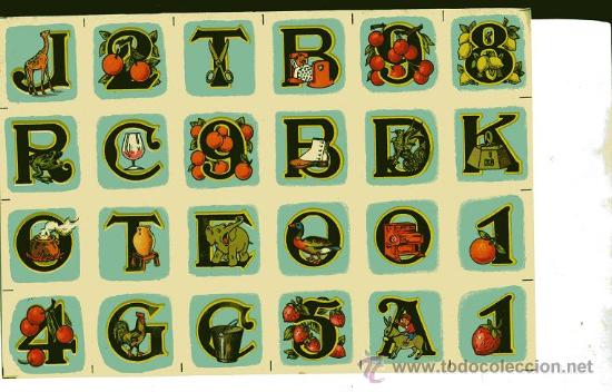 Jogos educativos: LAMINA  CON LETRAS DE ABECEDARIO, NUMEROS CON FIGURAS , doblada A&Ntilde;OS 30, 26x 17 cm
