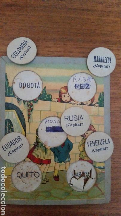 Juegos educativos: Antiguo juego de preguntas y respuestas de adivinar capitales formado por 4 cartones - Foto 9 - 125734795