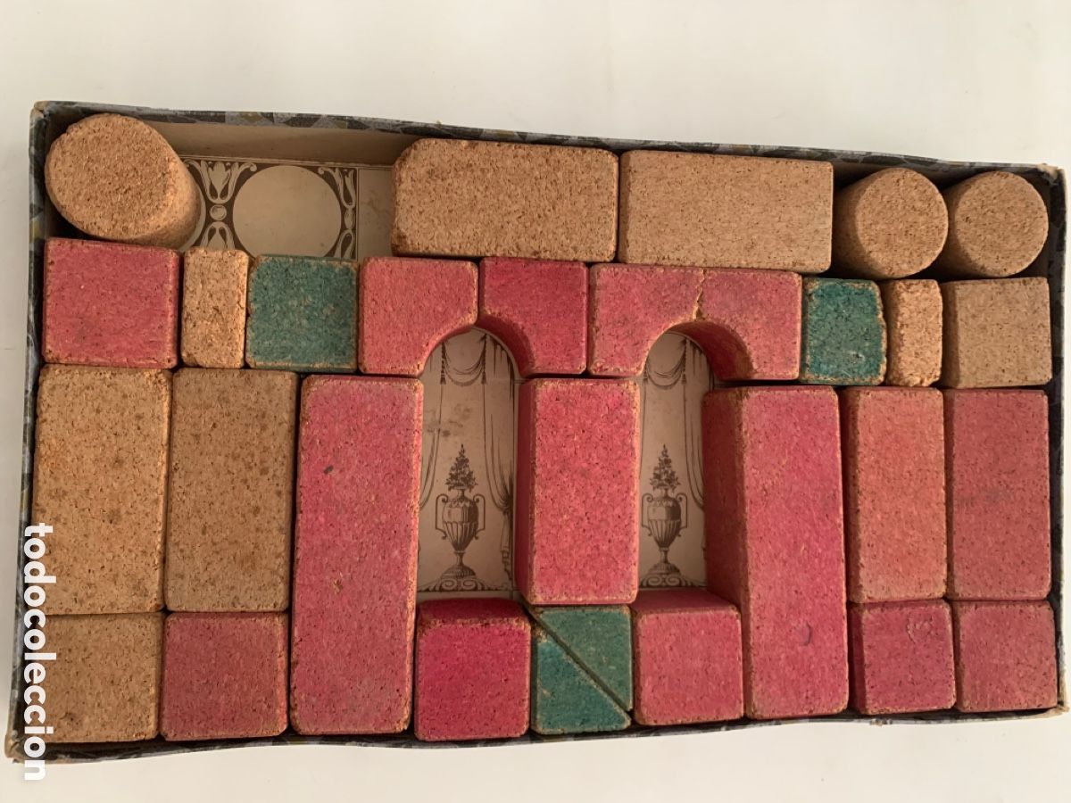 Juegos educativos: JUEGO DE CONSTRUCCION EN BLOQUES EL CONSTRUCTOR EN CORCHO DE BORRAS 1940 - Foto 3