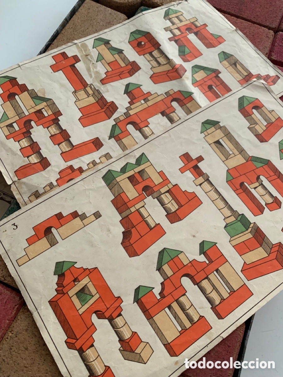 Juegos educativos: JUEGO DE CONSTRUCCION EN BLOQUES EL CONSTRUCTOR EN CORCHO DE BORRAS 1940 - Foto 4