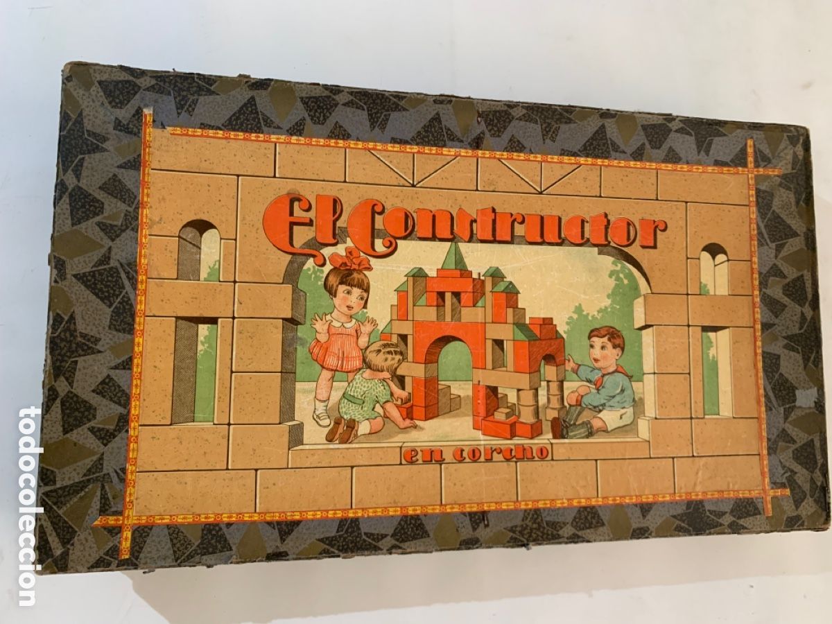 Juegos educativos: JUEGO DE CONSTRUCCION EN BLOQUES EL CONSTRUCTOR EN CORCHO DE BORRAS 1940 - Foto 1