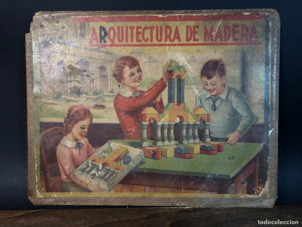 Juegos educativos: Juego Arquitectura de madera, caja vintage a&ntilde;os 40-50