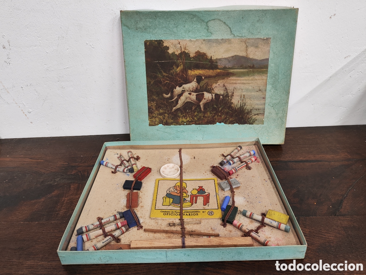 Juegos educativos: ANTIGUO JUEGO DE ACUARELAS Y CERAS PARA PINTAR