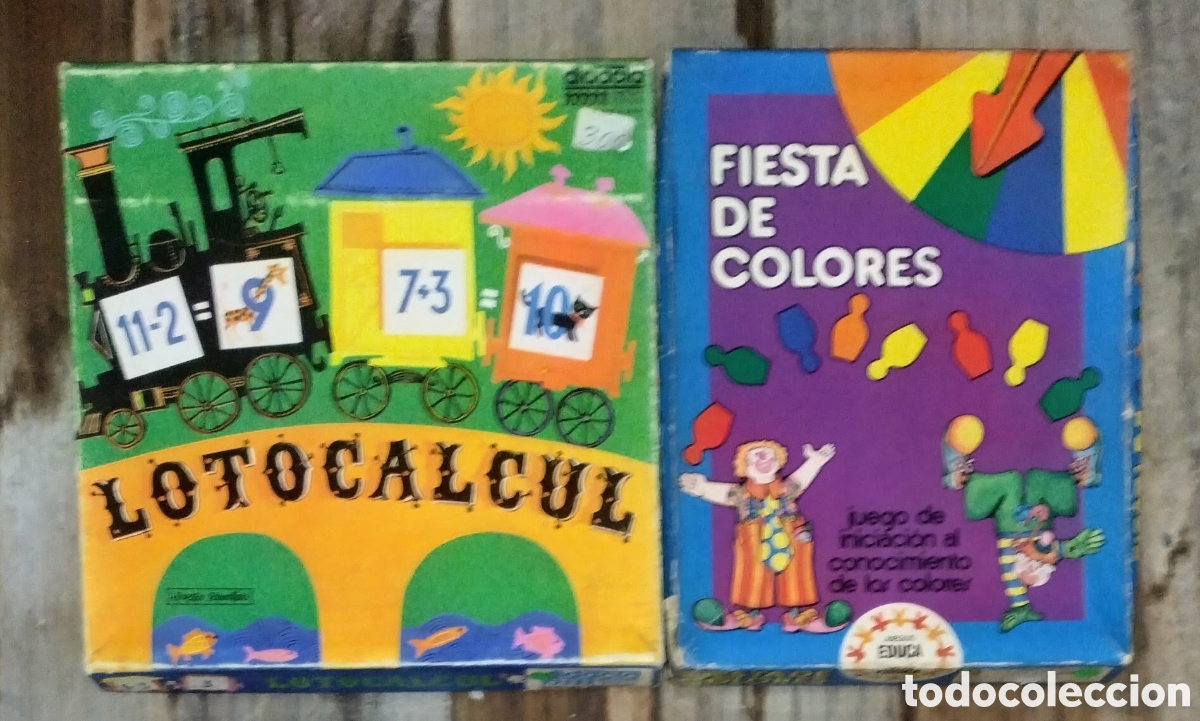 Giochi educativi: JUEGOS EDUCATIVOS a&ntilde;os 70 PRECINTADOS SIN ESTRENAR: LOTOCALCUL (DIDACTA) + FIESTA DE COLORES (EDUCA)