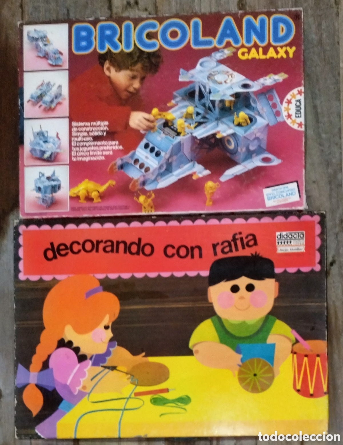 Giochi educativi: JUEGOS VINTAGE precintados SIN ESTRENAR: BRICOLAND GALAXY de EDUCA + DECORANDO CON RAFIA de DIDACTA