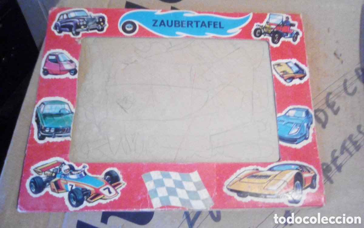 Juegos educativos: Cat&oacute;n de antigua pizarra m&aacute;gica Zaubertafel. Ref. 2211. Crayon Board. Made in Hong Hong. Incompleta.
