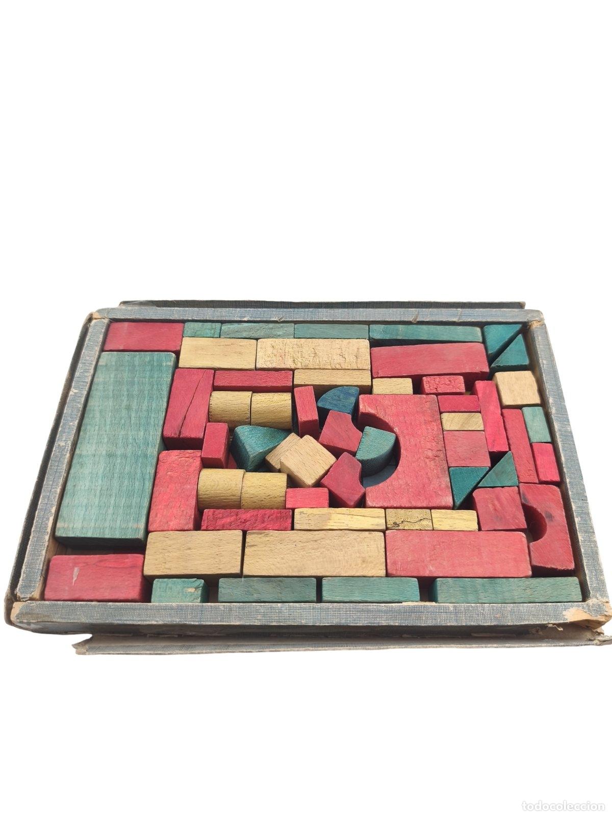 Juegos educativos: Antiguo Juego de Arquitectura y Construcci&oacute;n de Madera &ndash; Bloques de Formas Geom&eacute;tricas (A&ntilde;os 30-50)