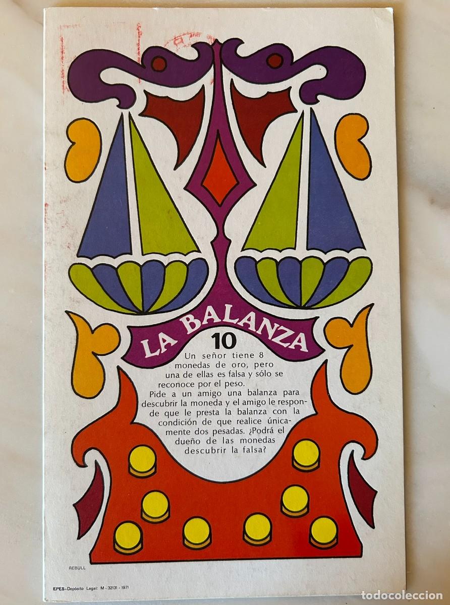 Juegos educativos: 10 LA BALANZA - COLECCIONABLE DE ACERTIJOS L&Oacute;GICOS - D&Iacute;PTICO PUBLICITARIO DE GLUTAMITOL MADE 1971