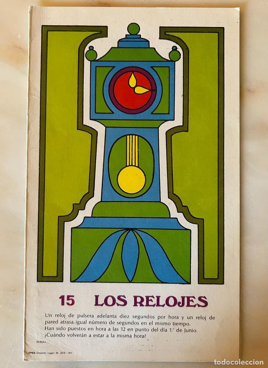 Juegos educativos: 15 LOS RELOJES - COLECCIONABLE DE ACERTIJOS L&Oacute;GICOS - D&Iacute;PTICO PUBLICITARIO DE GLUTAMITOL MADE 1971