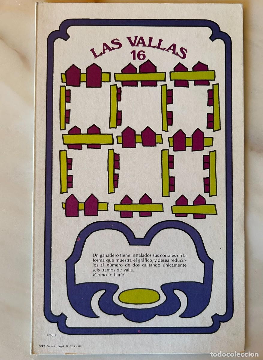 Juegos educativos: 16 LAS VALLAS - COLECCIONABLE DE ACERTIJOS L&Oacute;GICOS - D&Iacute;PTICO PUBLICITARIO DE GLUTAMITOL MADE 1971