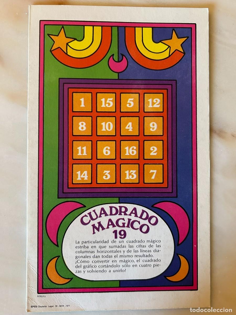 Juegos educativos: 19 CUADRADO M&Aacute;GICO - COLECCIONABLE DE ACERTIJOS L&Oacute;GICOS - D&Iacute;PTICO PUBLICITARIO GLUTAMITOL MADE 1971