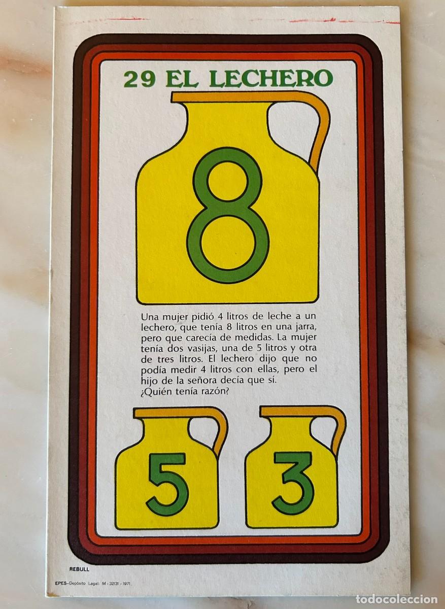 Juegos educativos: 29 EL LECHERO - COLECCIONABLE DE ACERTIJOS L&Oacute;GICOS - D&Iacute;PTICO PUBLICITARIO DE GLUTAMITOL MADE 1971