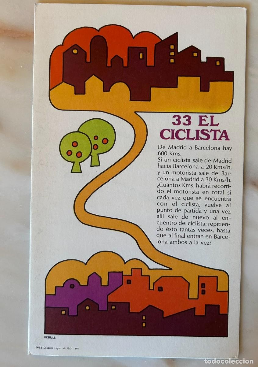 Juegos educativos: 33 EL CICLISTA - COLECCIONABLE DE ACERTIJOS L&Oacute;GICOS - D&Iacute;PTICO PUBLICITARIO DE GLUTAMITOL MADE 1971