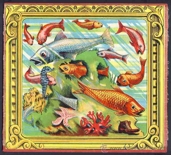 Juegos de mesa: Carton de un juego de mesa. Peces - Foto 1