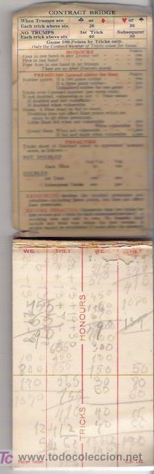 Juegos de mesa: LIBRETA DE PUNTOS PARA EL BRIDGE, DE 1935 - Foto 2