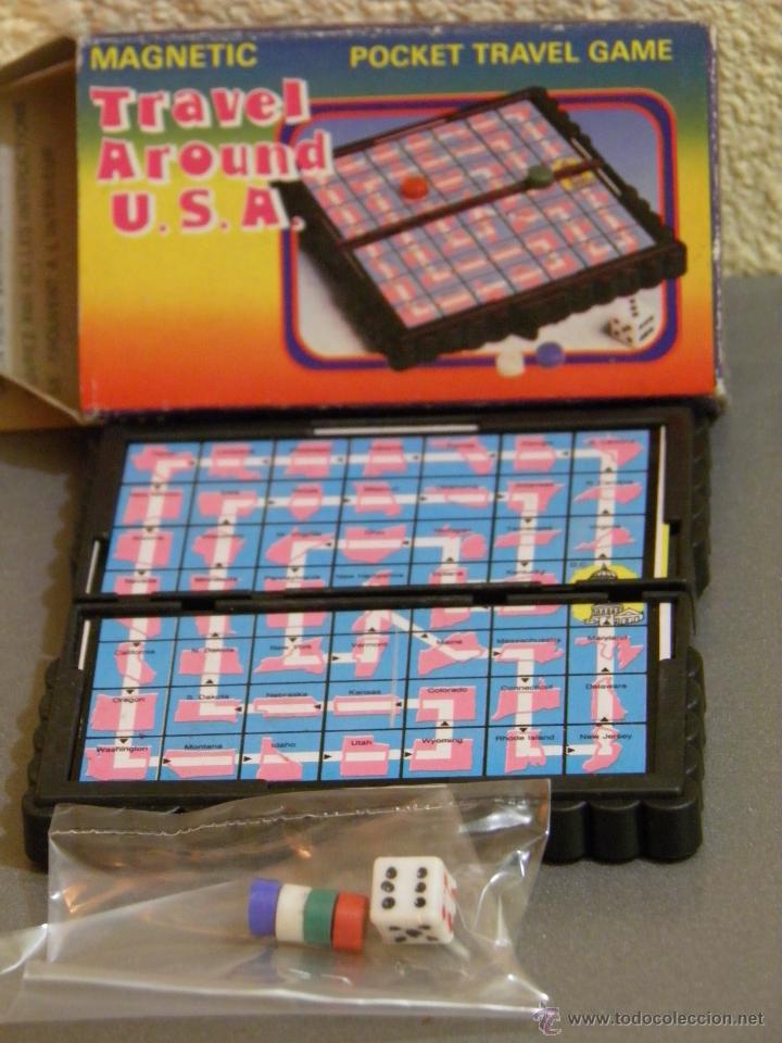 Board Games: JUEGO DE VIAJE MAGNETICO(POCKET TRAVEL GAME)TRAVEL AROUND U.S.A.,A&Ntilde;OS 80,A ESTRENAR