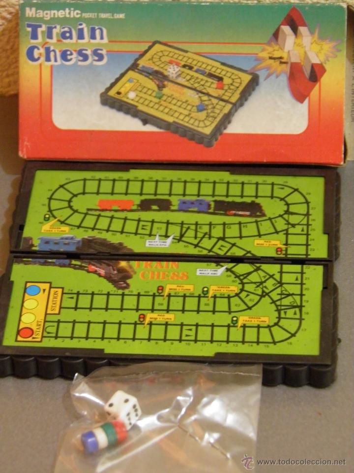 Board Games: JUEGO DE VIAJE MAGNETICO(POCKET TRAVEL GAME)TRAIN CHESS,A&Ntilde;OS 80,A ESTRENAR