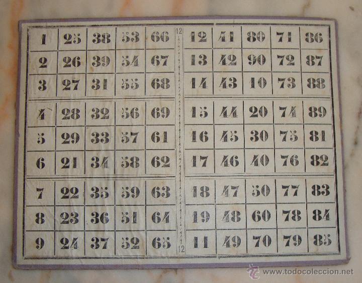 Juegos de mesa: MUY ANTIGUO CARTON DE LOTERIA