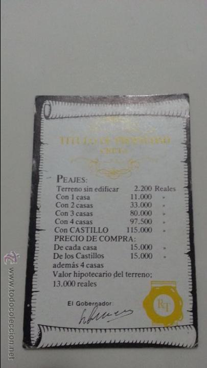 Juegos de mesa: RUTA DEL TESORO TITULO PROPIEDAD CRETA