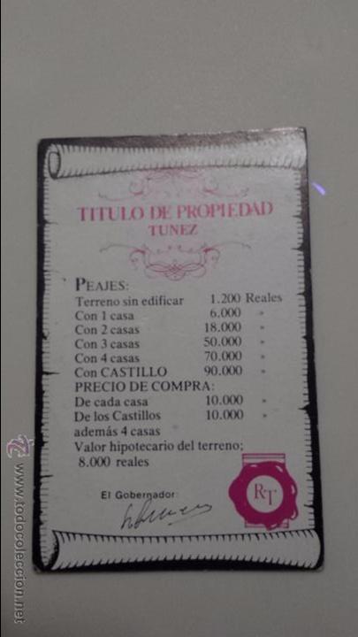 Juegos de mesa: RUTA DEL TESORO TITULO PROPIEDAD TUNEZ
