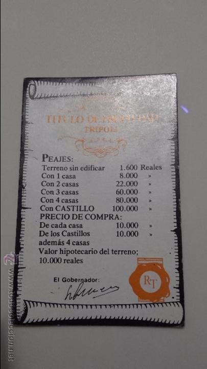 Juegos de mesa: RUTA DEL TESORO TITULO PROPIEDAD TRIPOLI