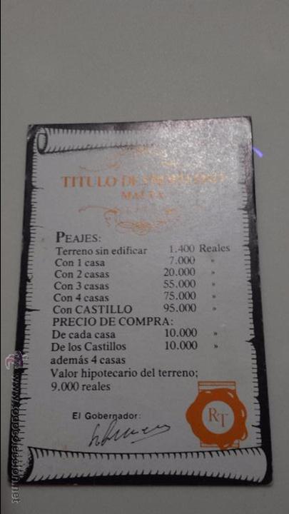 Juegos de mesa: RUTA DEL TESORO TITULO PROPIEDAD MALTA